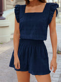 Ruffled Sleeve Top and Bottom Set