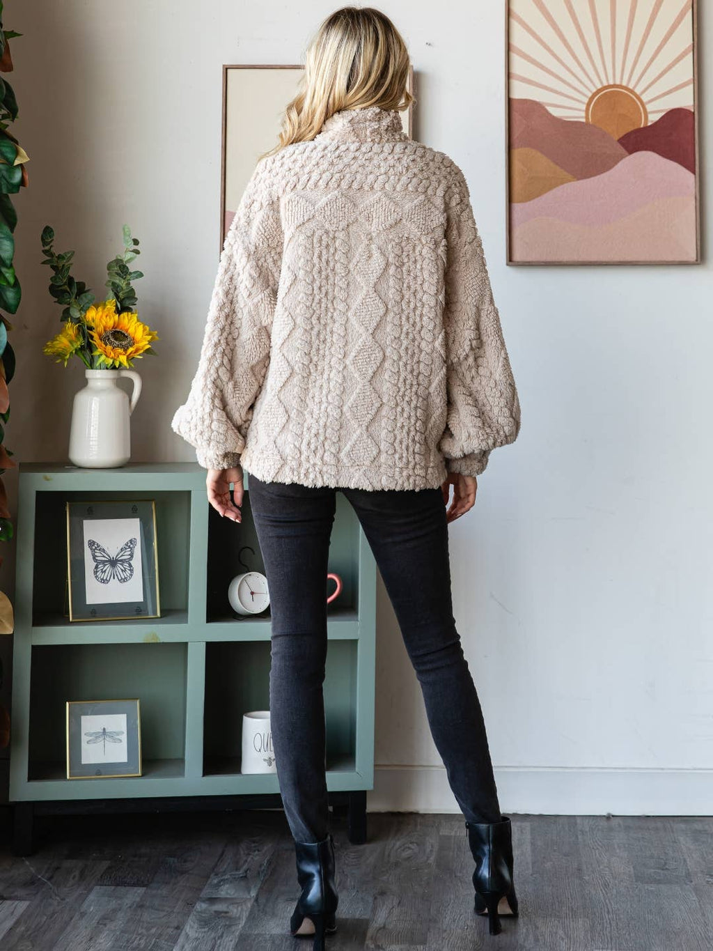 Argyle Textured Fur Jacket