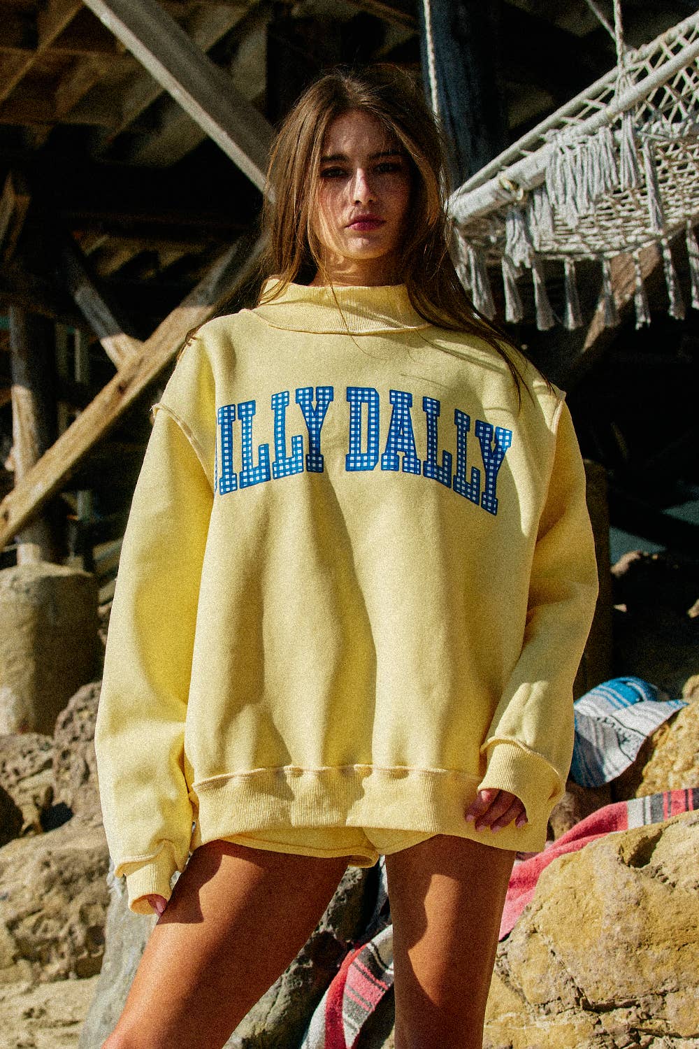 DILLY DALLY & LOLLY GAG Reversible Mockneck Sweatshirt