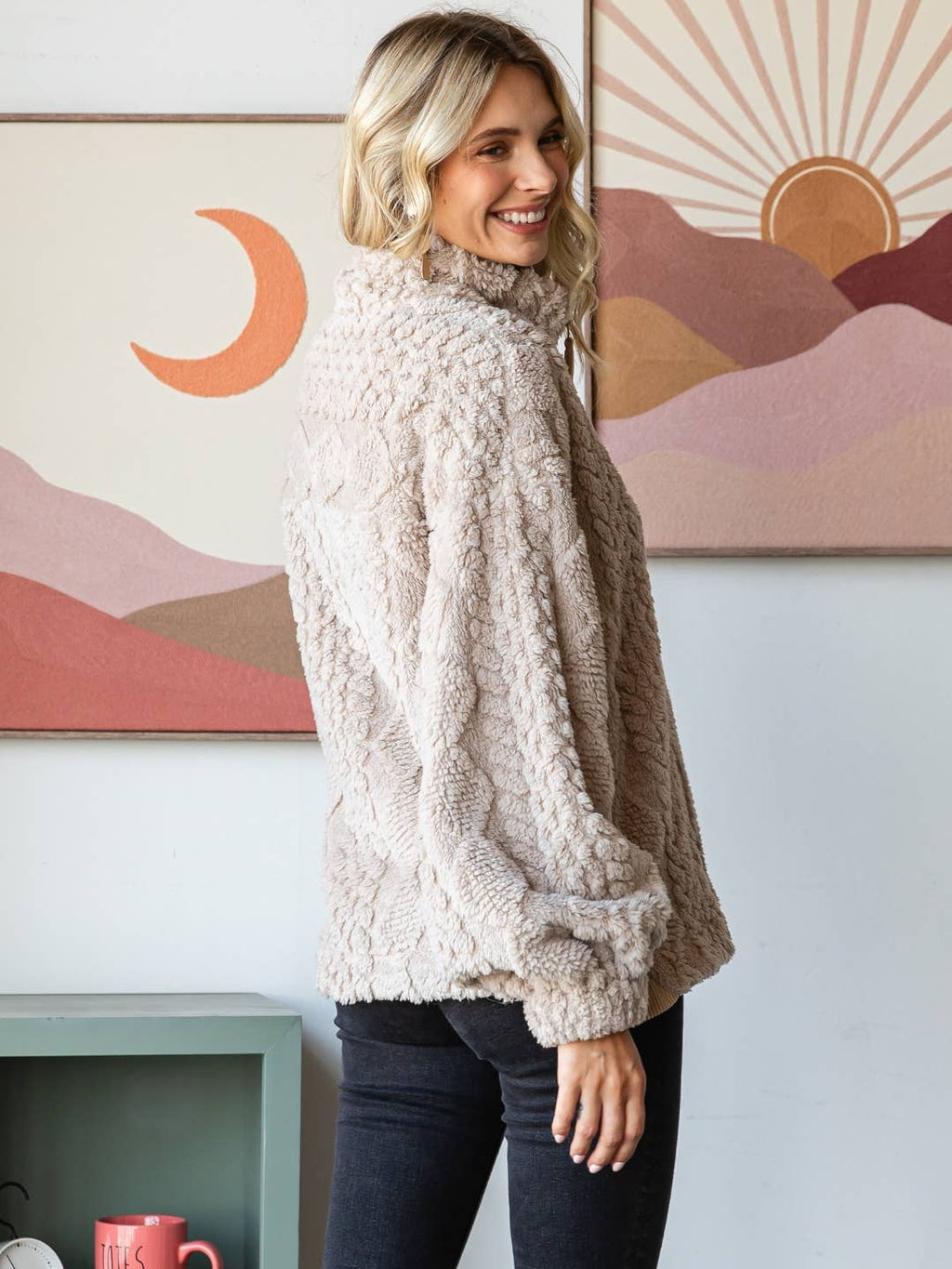 Argyle Textured Fur Jacket
