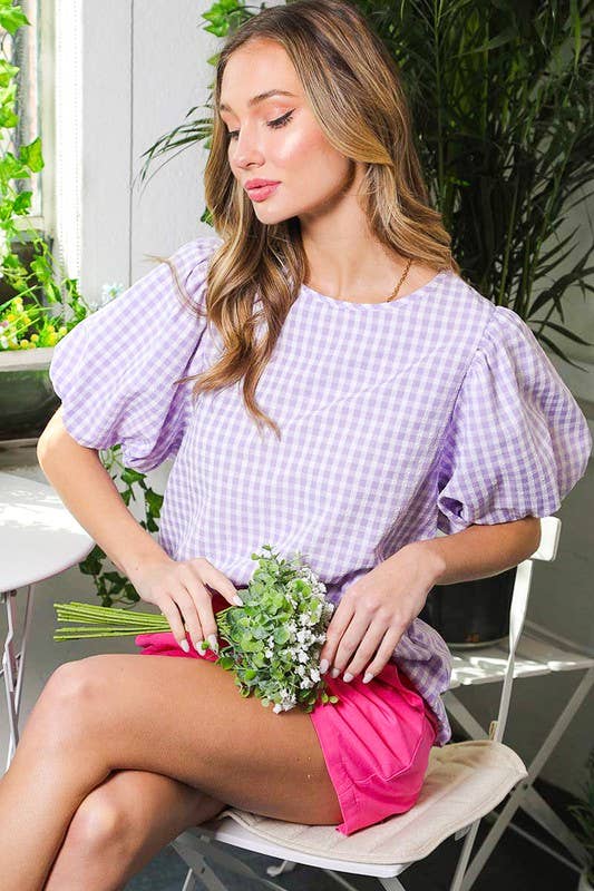 Lavender Gingham Blouse