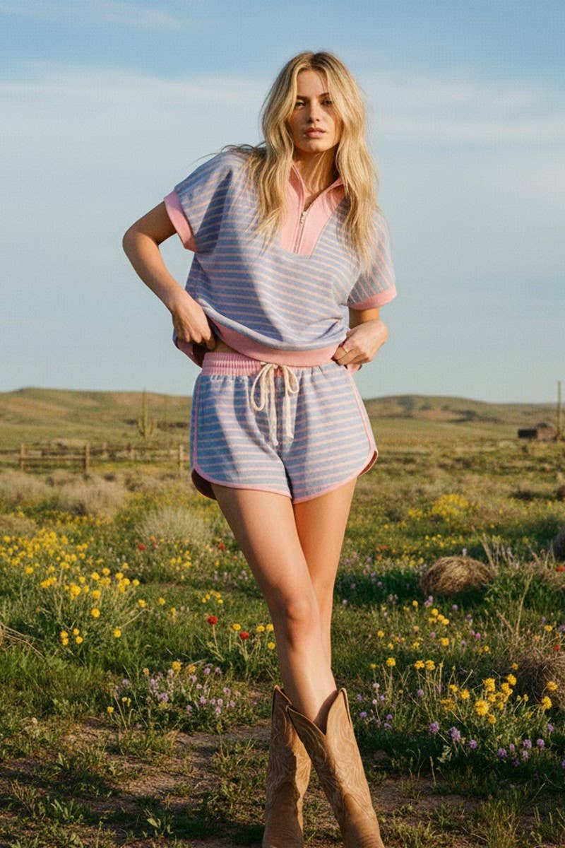 Pink & Blue Striped Set
