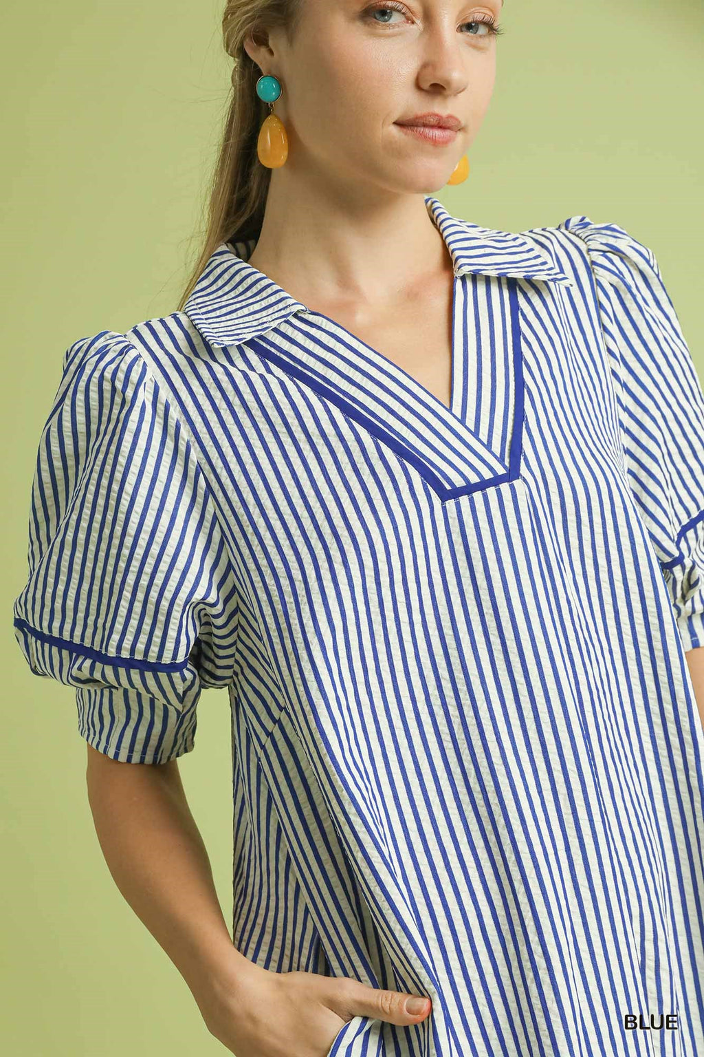 Blue Striped Midi Dress