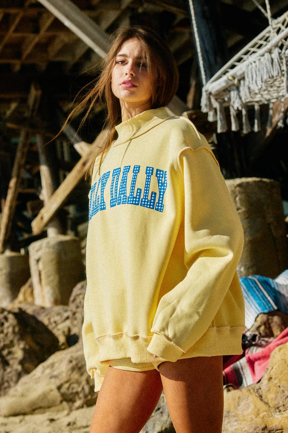DILLY DALLY & LOLLY GAG Reversible Mockneck Sweatshirt