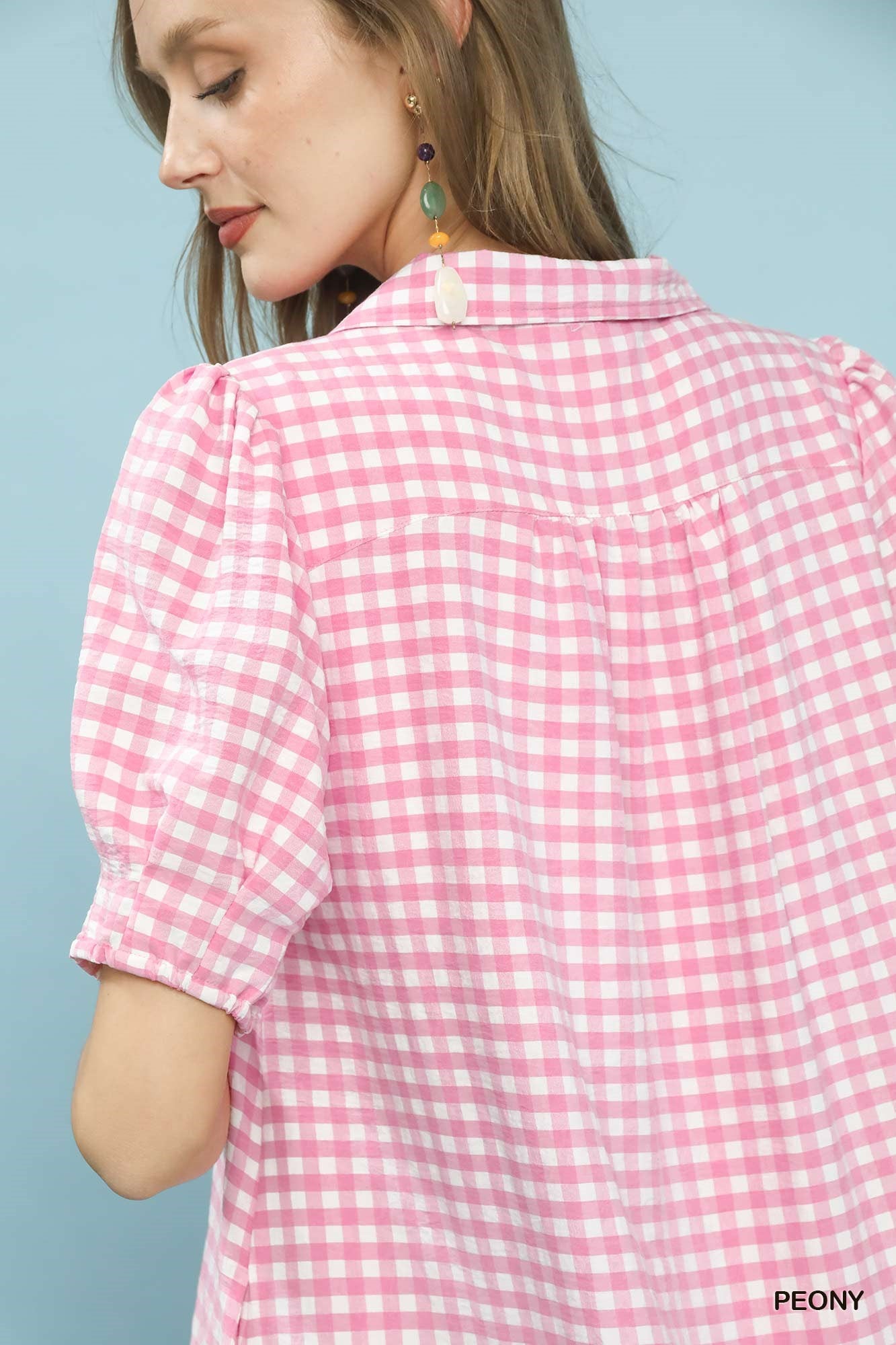 Pink Gingham Midi Dress
