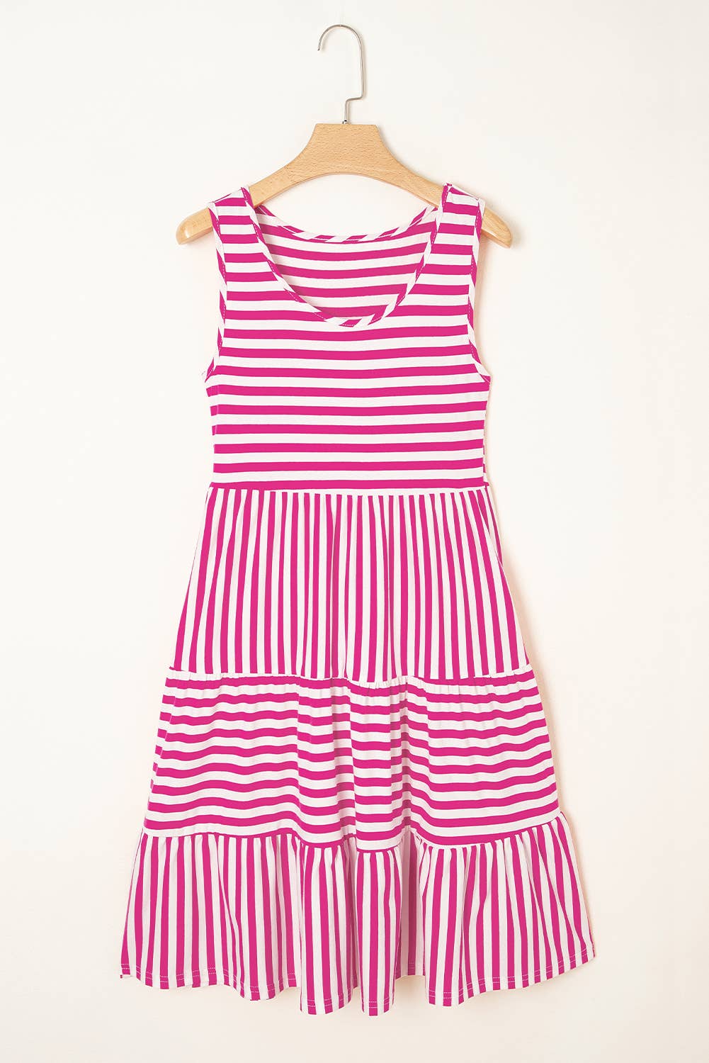 Pink Striped Sleeveless Dress