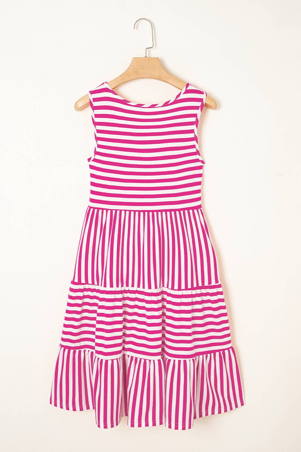 Pink Striped Sleeveless Dress