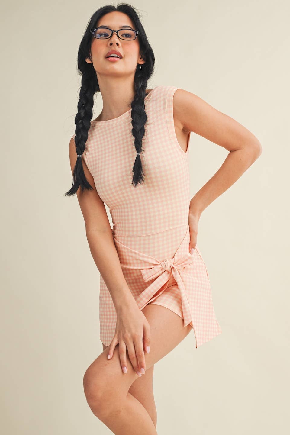 Wrap Tie Gingham Athletic Dress