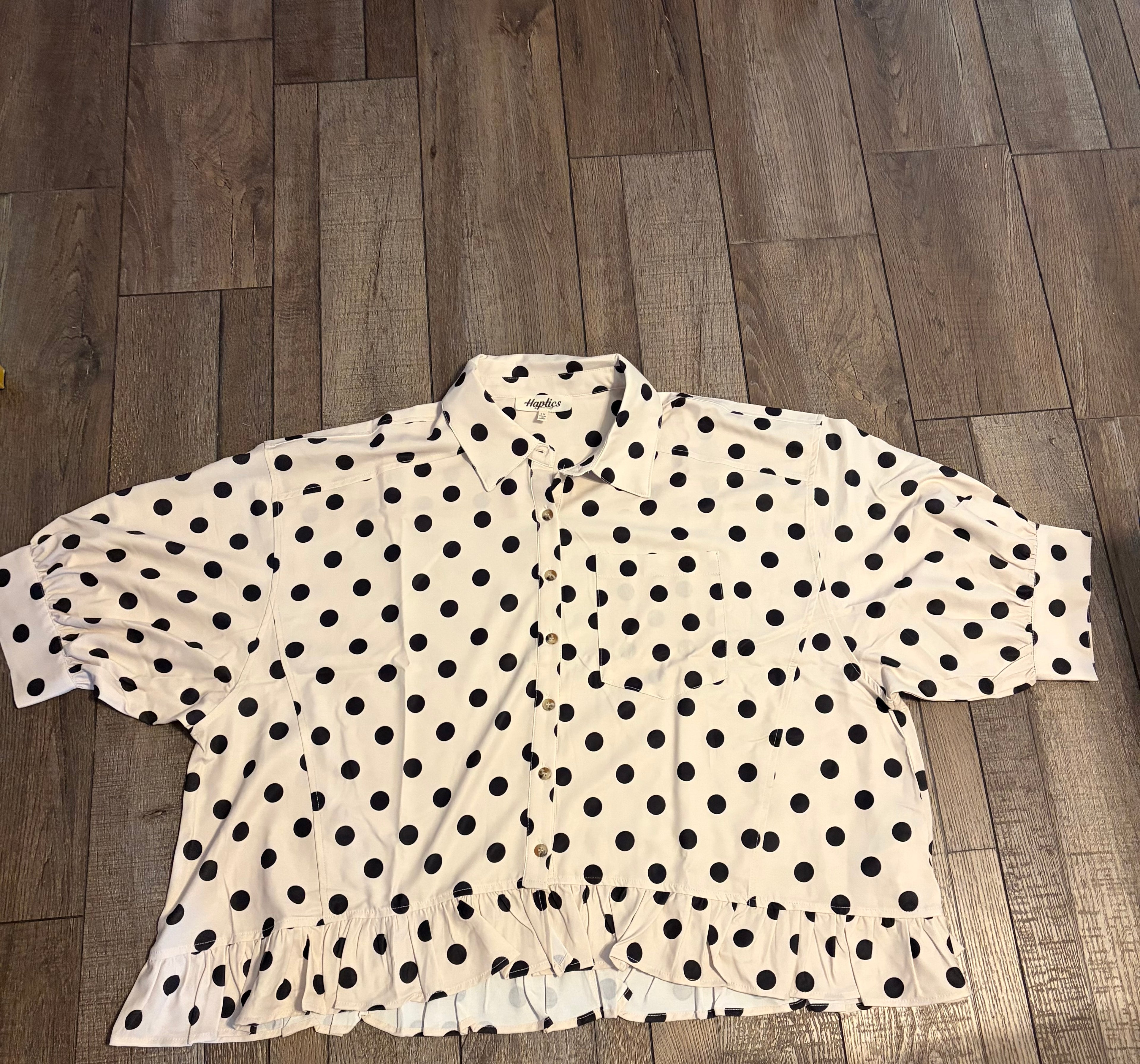 PLUS - Peplum Polka Dot Top