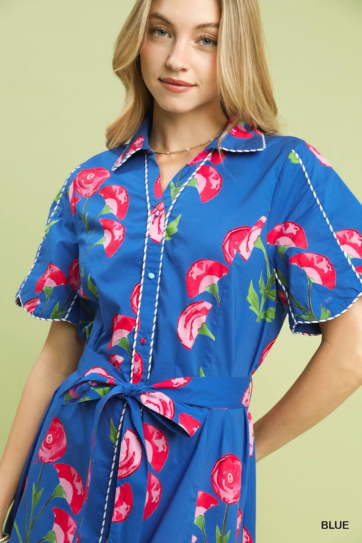 Blue Flowered Midi Dress