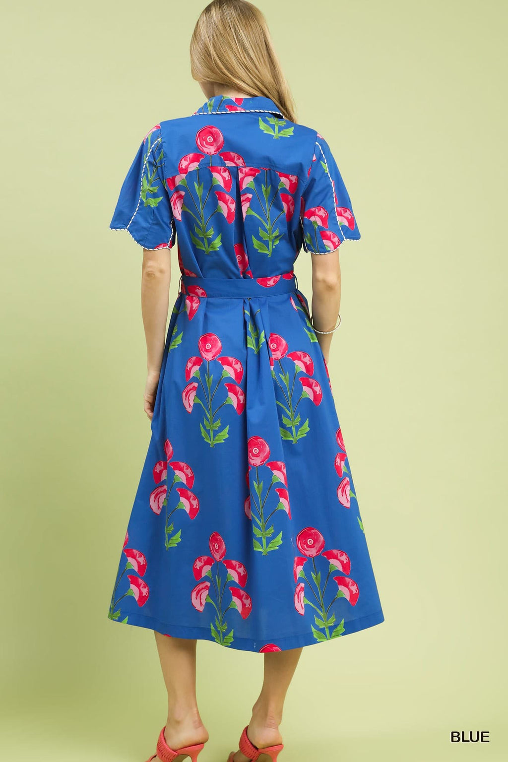 Blue Flowered Midi Dress