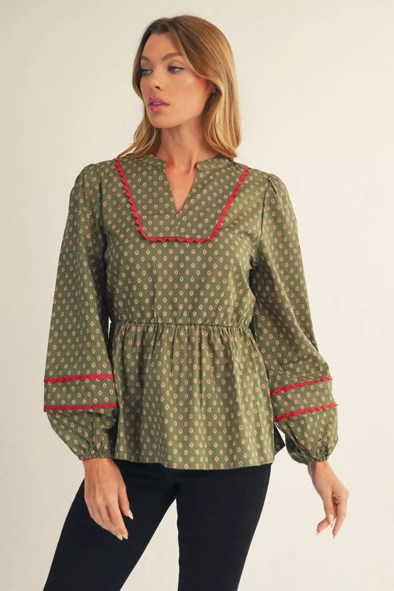 Olive Babydoll Top