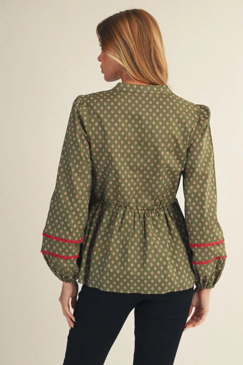 Olive Babydoll Top