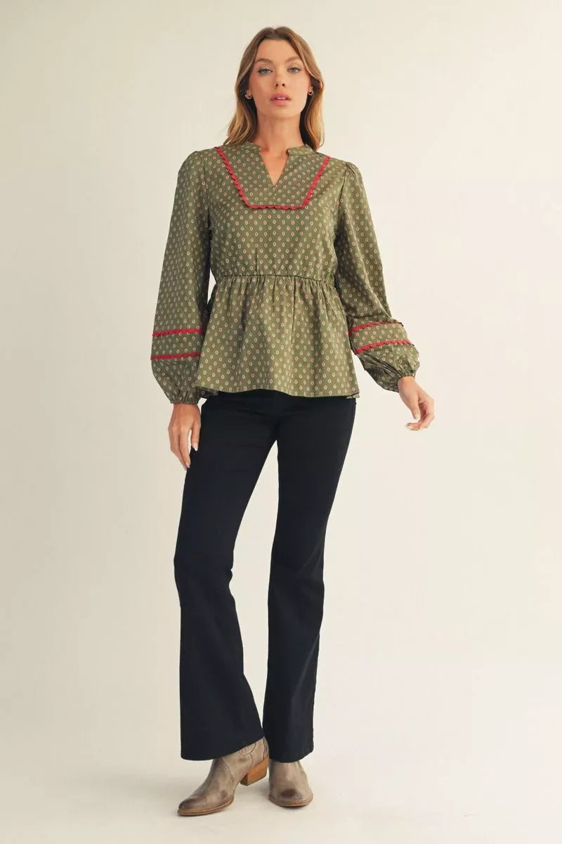 Olive Babydoll Top