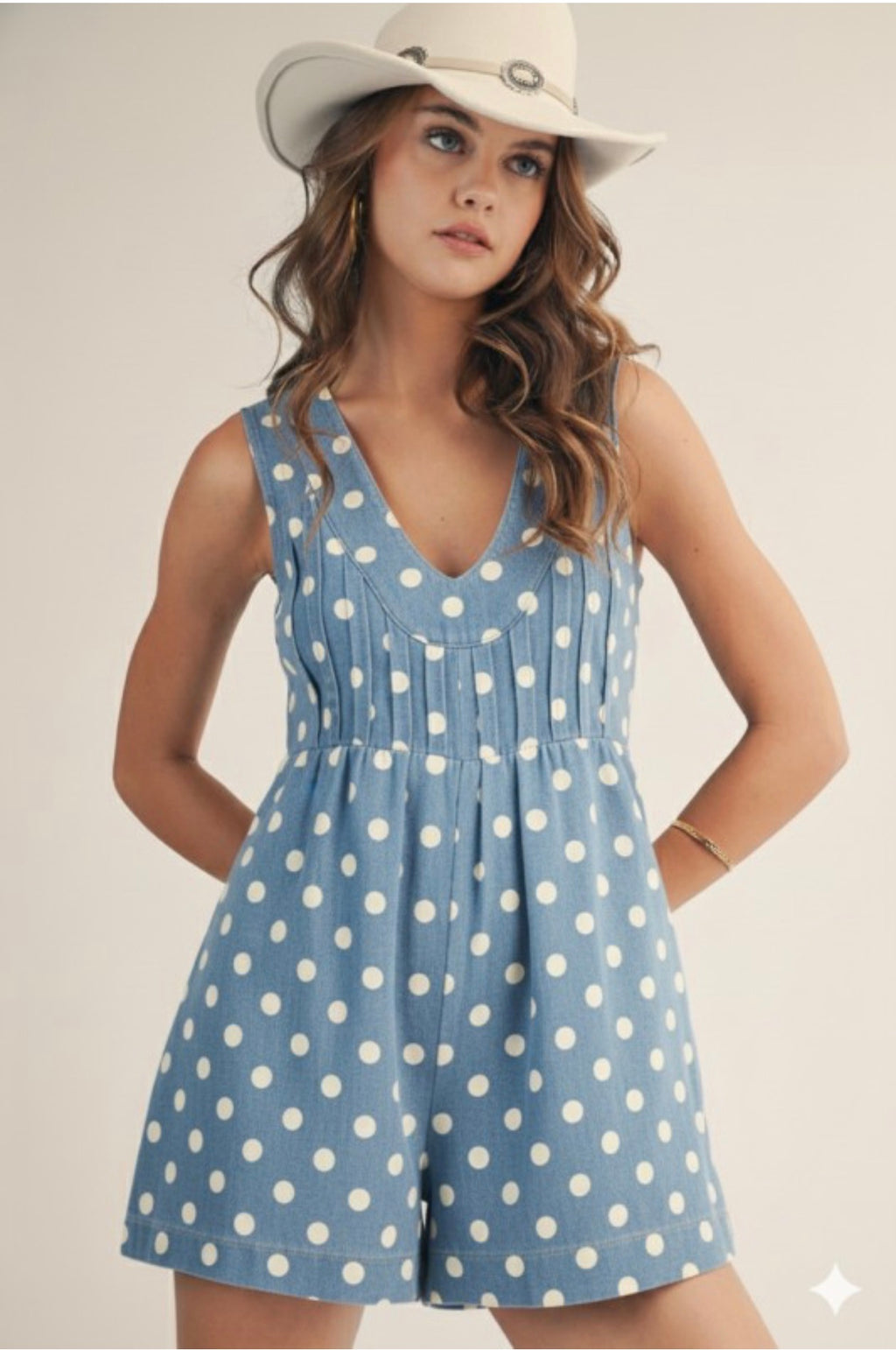Denim Polkadot Romper