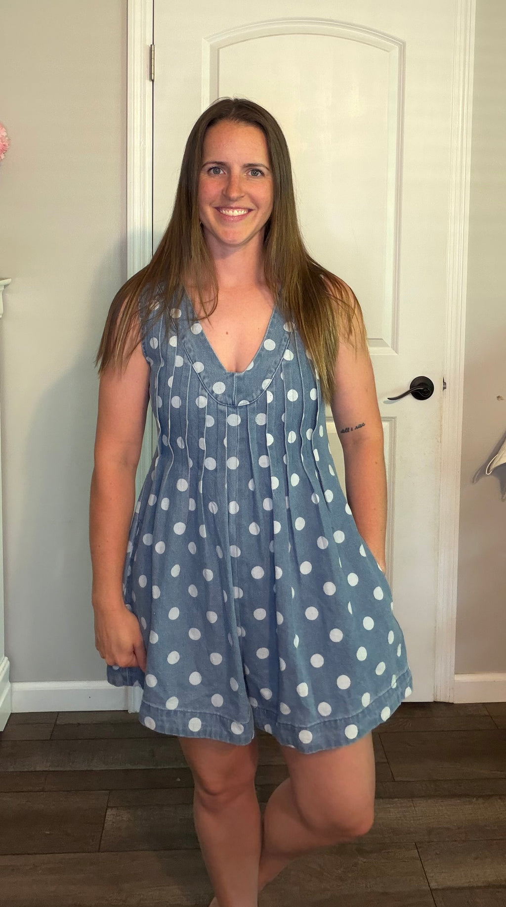 Denim Polkadot Romper