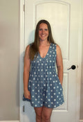Denim Polkadot Romper