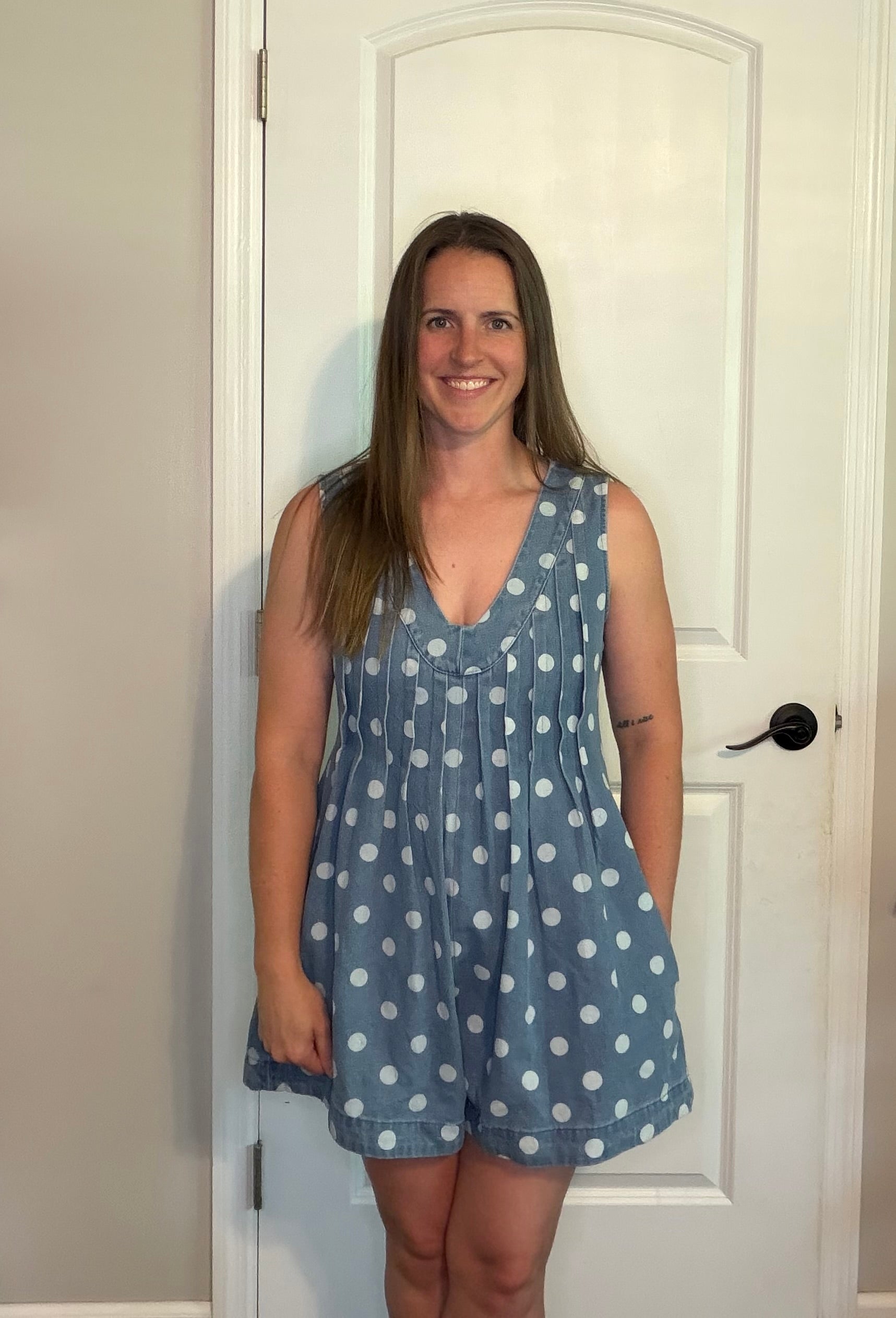 Denim Polkadot Romper