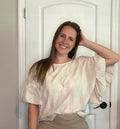 Taupe Flowy Sleeve Striped Top