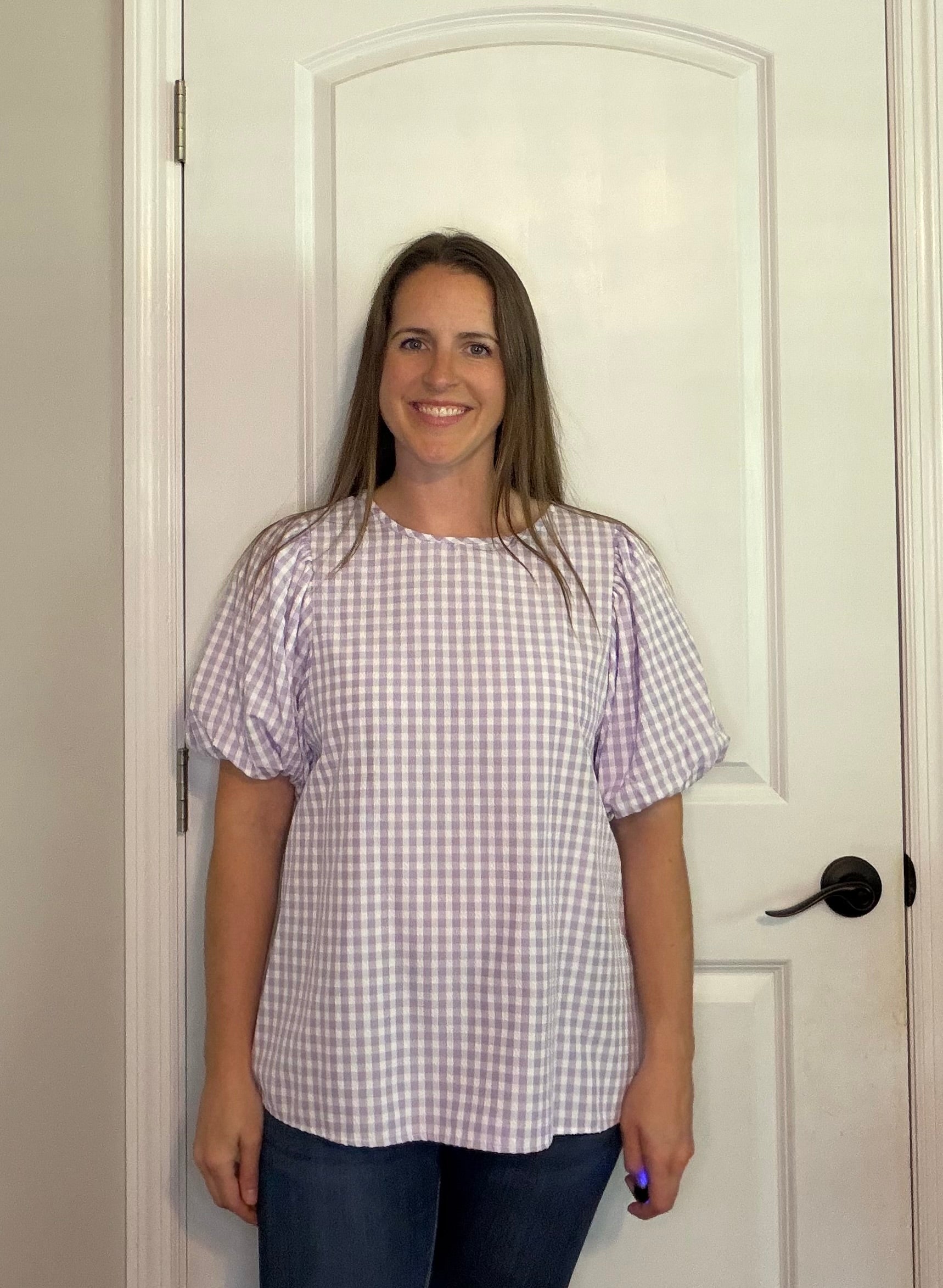 Lavender Gingham Blouse