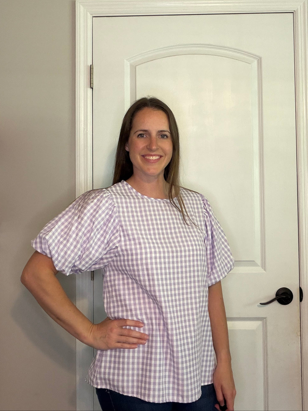 Lavender Gingham Blouse