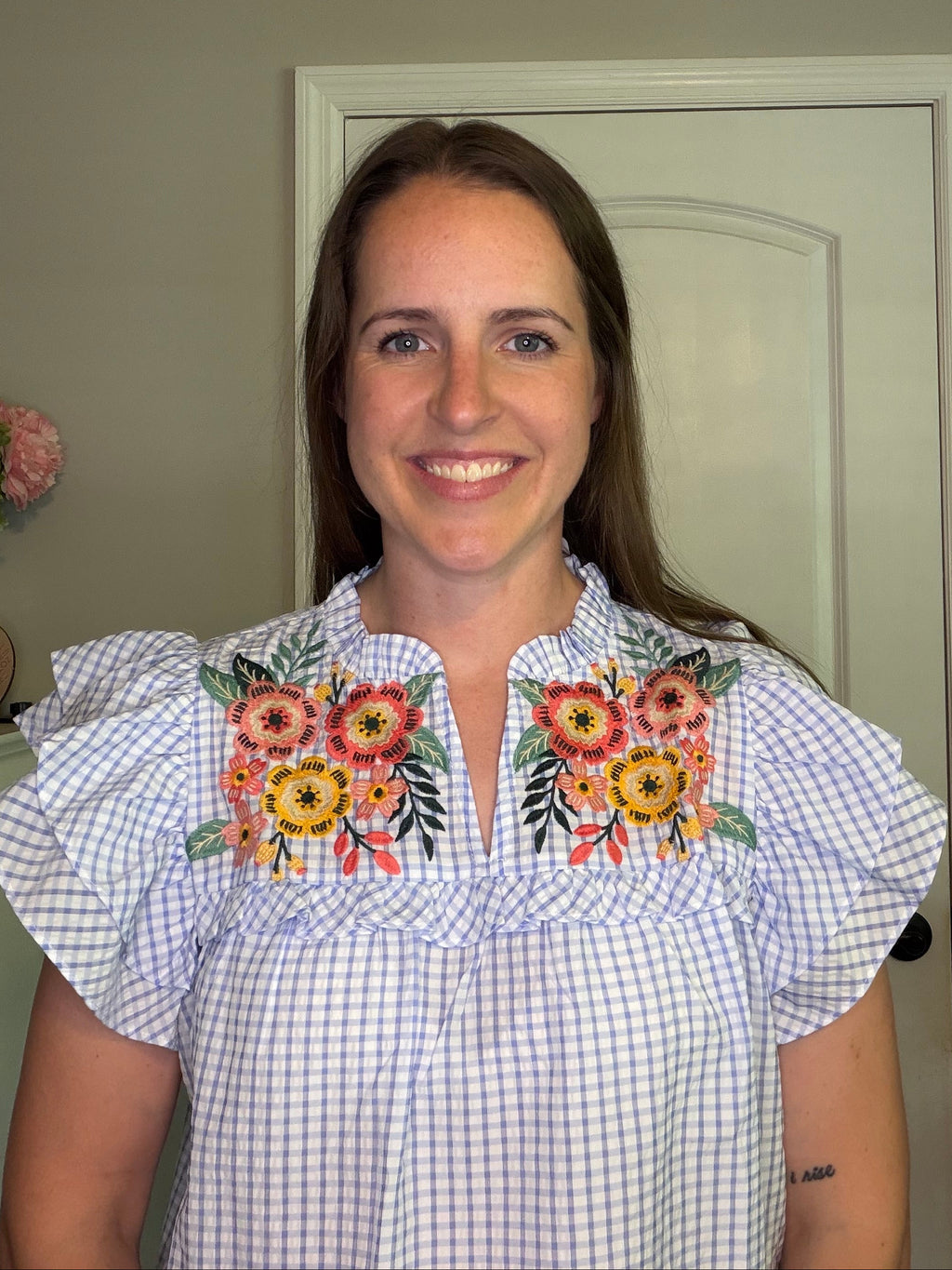 Seersucker Checkered Top