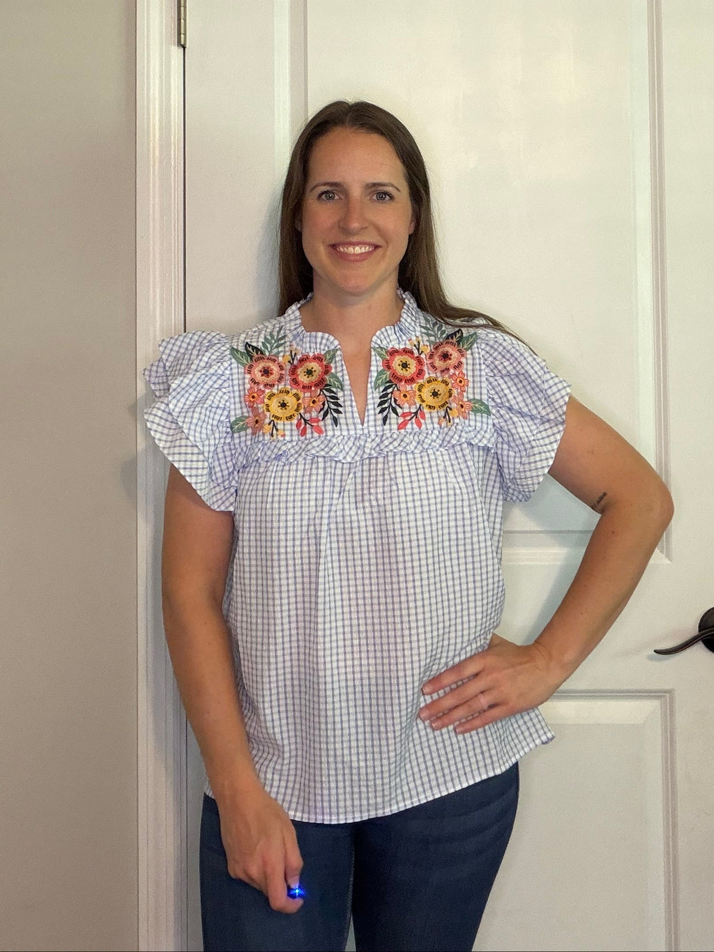 Seersucker Checkered Top