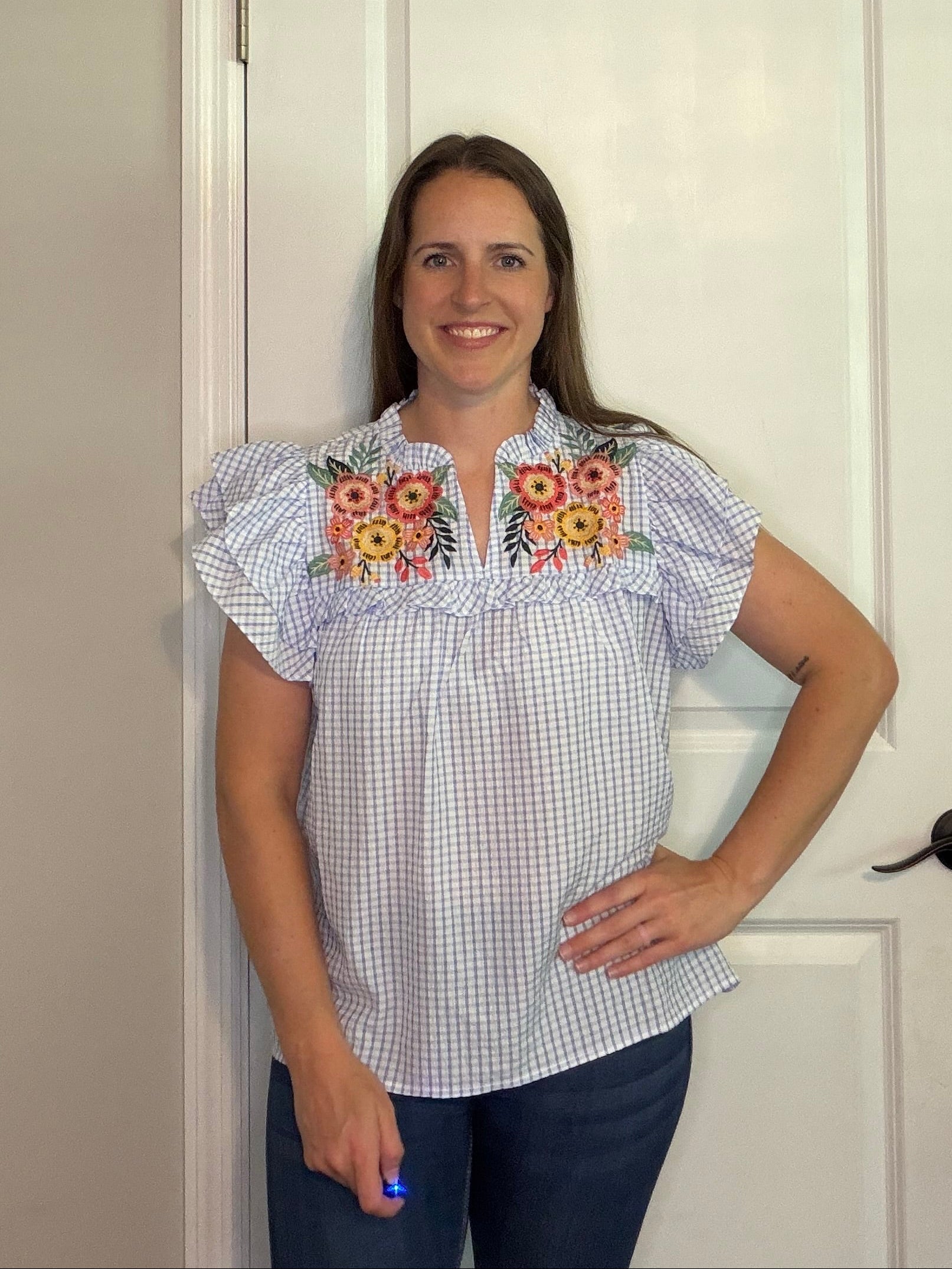 Seersucker Checkered Top