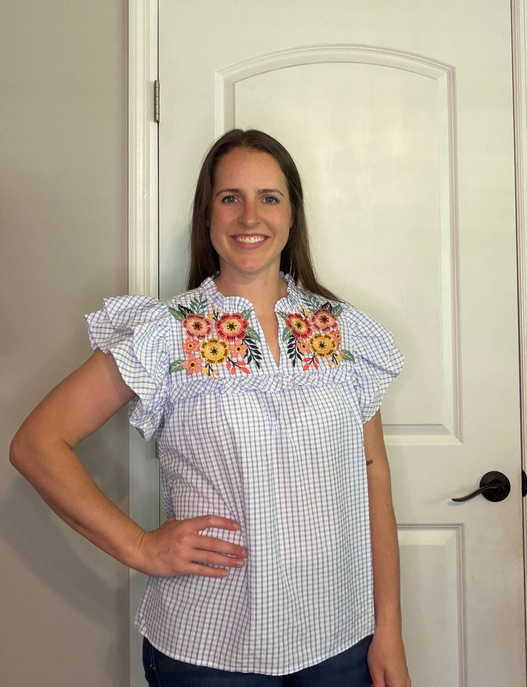 Seersucker Checkered Top