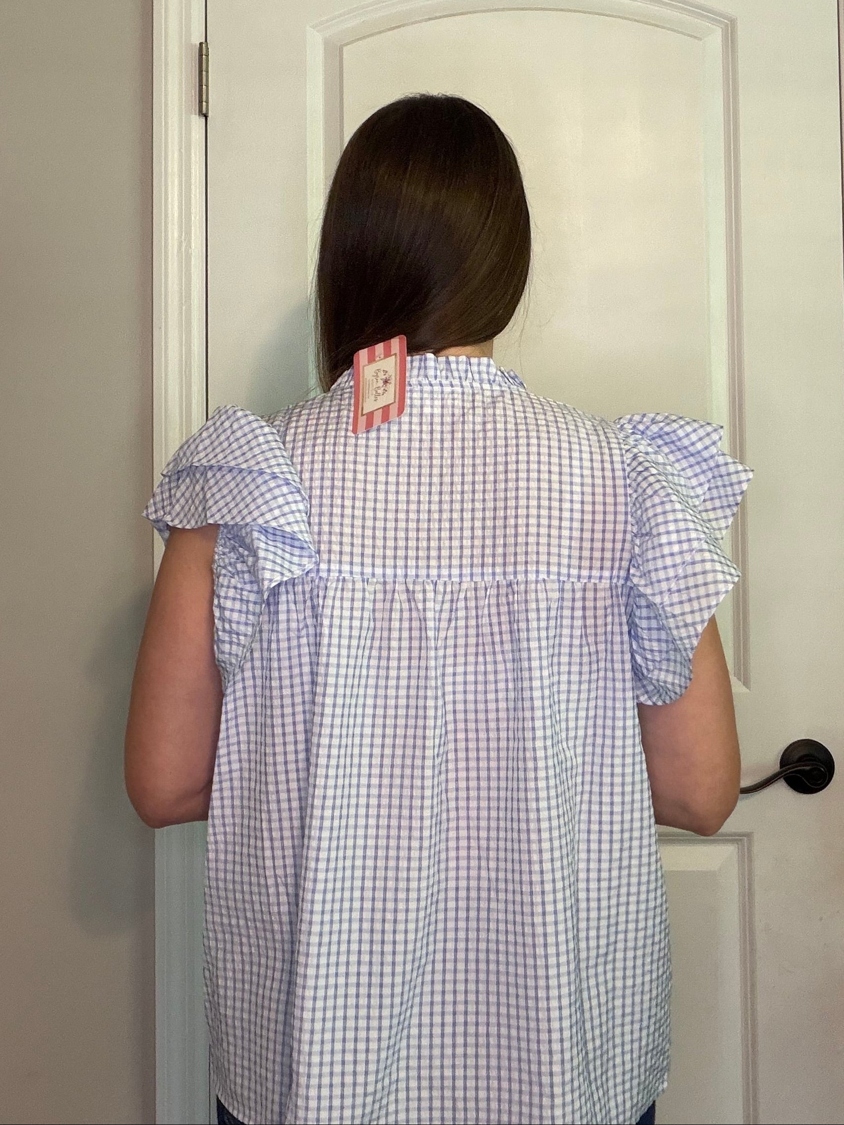 Seersucker Checkered Top