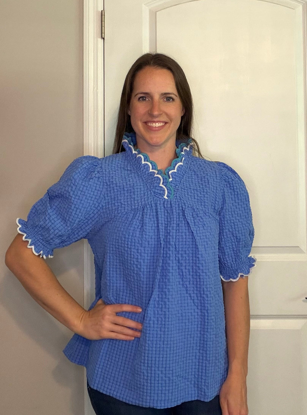 Double Ruffled Neck Top