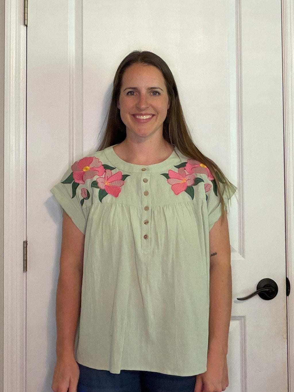 Green Embroidered Top