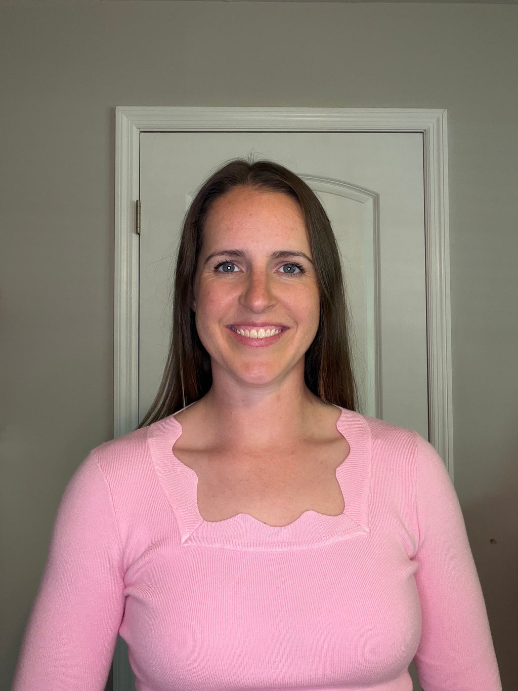 Pink Scalloped Neck Top