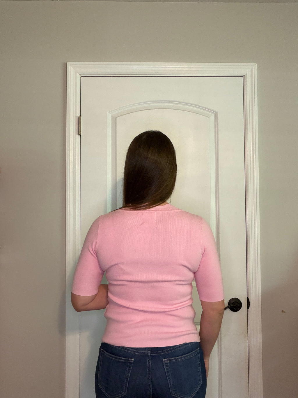 Pink Scalloped Neck Top
