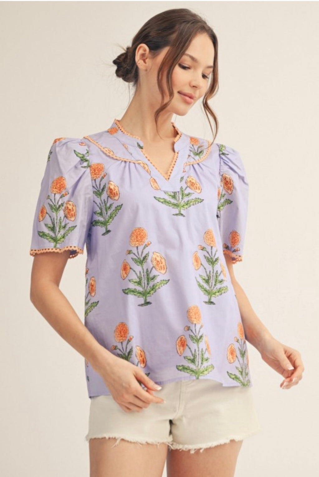 Lilac with Orange Flowers Top