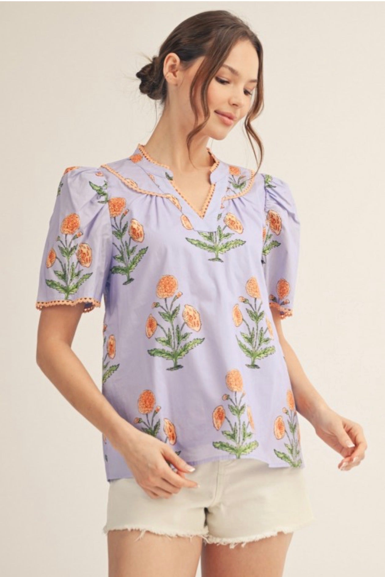 Lilac with Orange Flowers Top