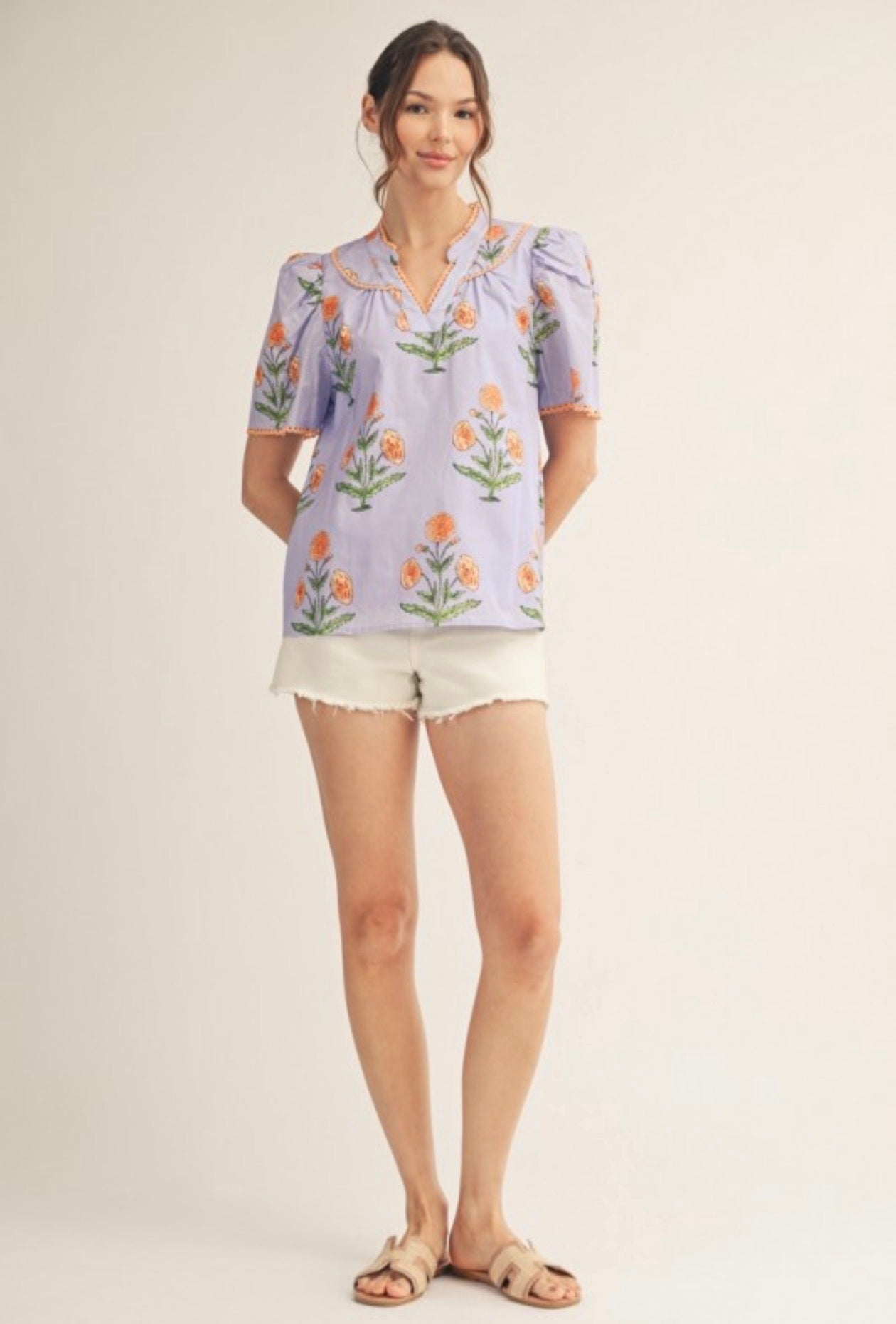 Lilac with Orange Flowers Top