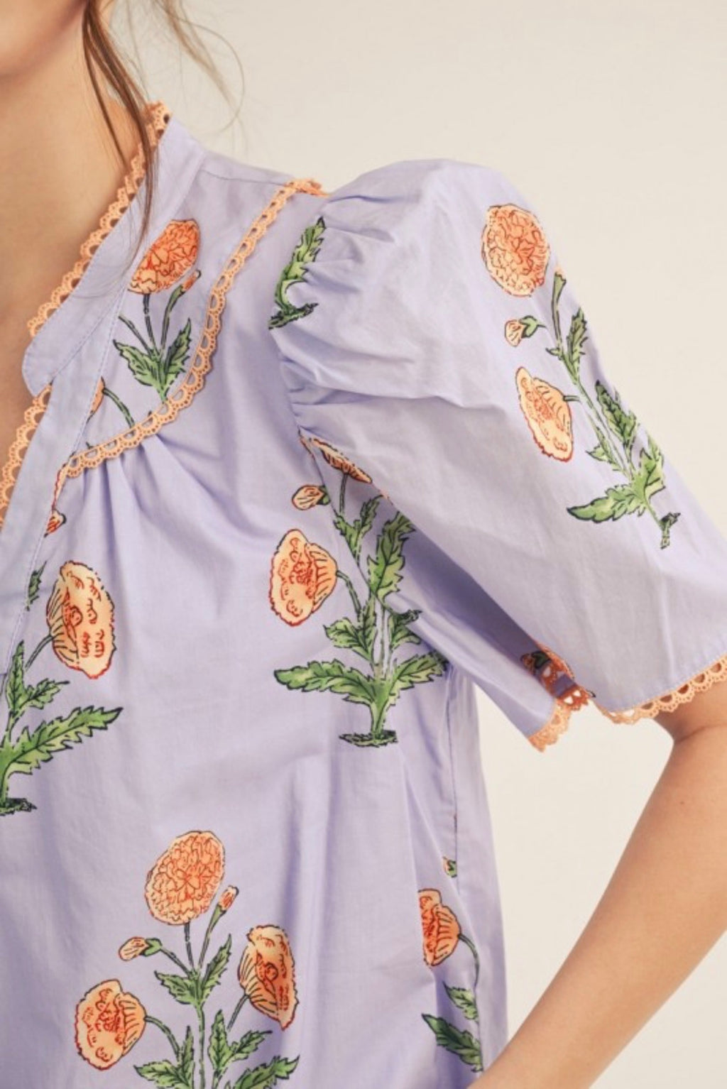 Lilac with Orange Flowers Top