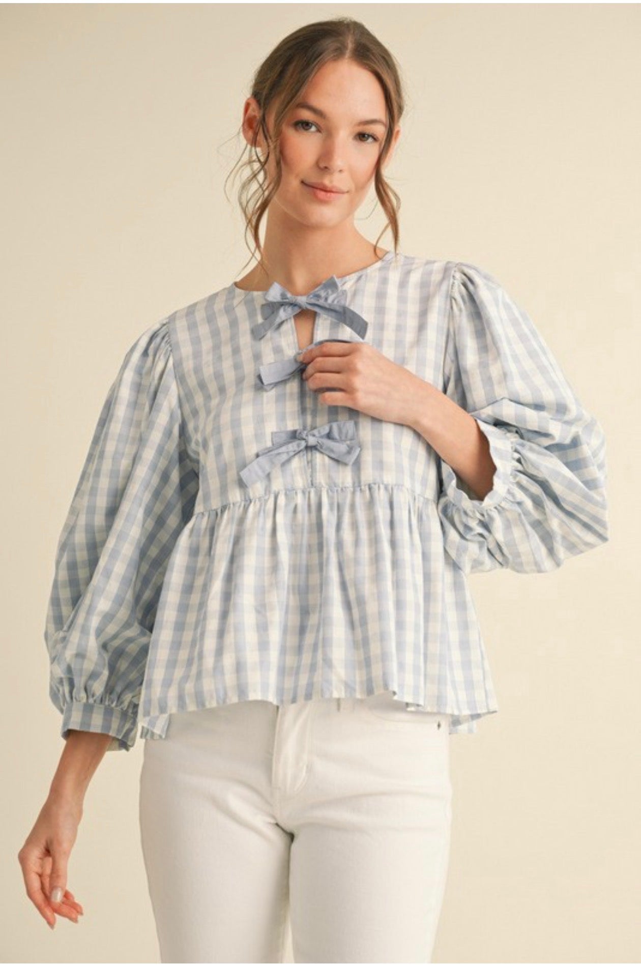Sky Blue Gingham Top