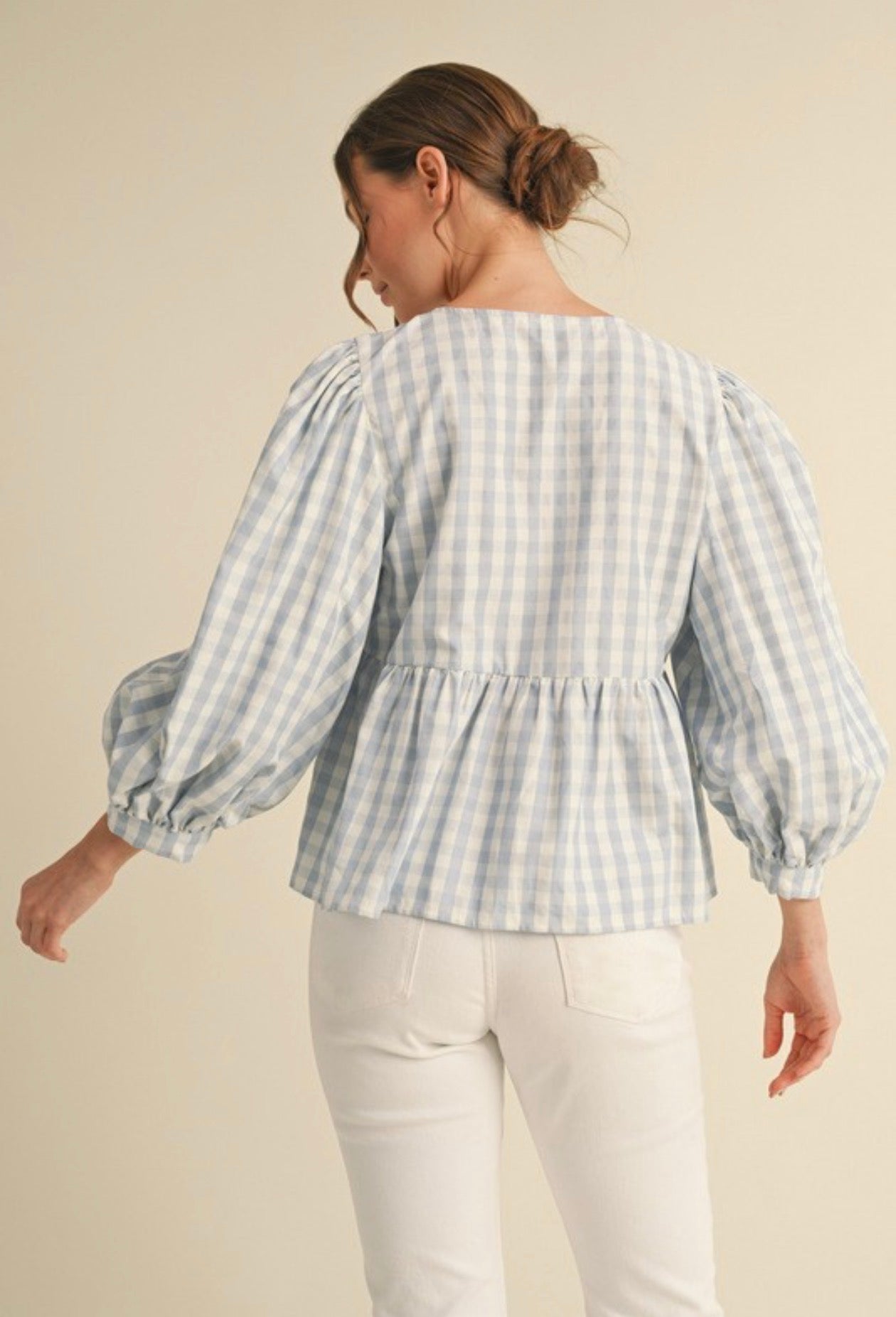 Sky Blue Gingham Top