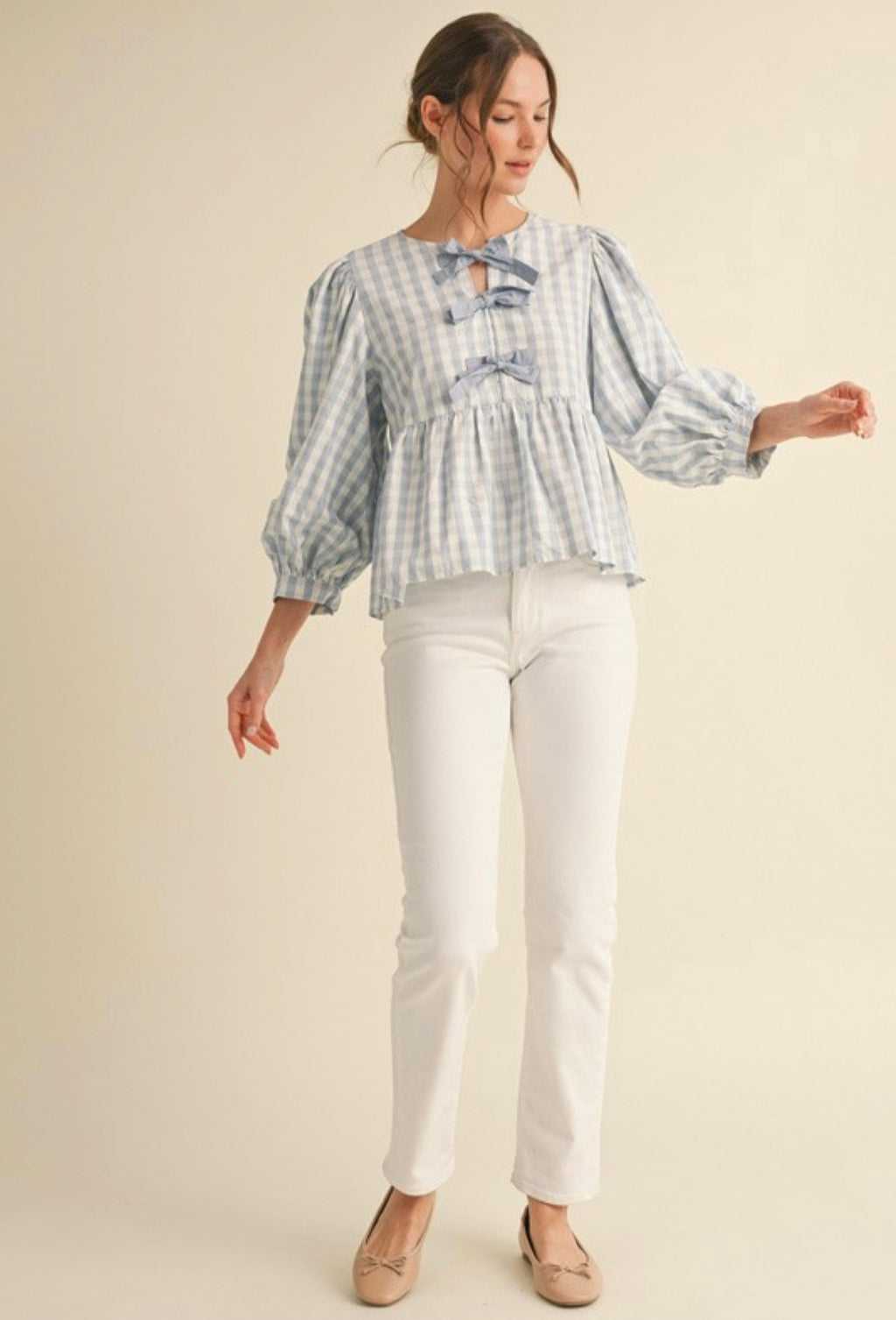 Sky Blue Gingham Top