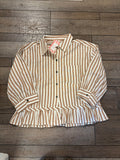 Mocha Striped Button Up Top