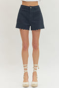 Navy Scalloped Shorts