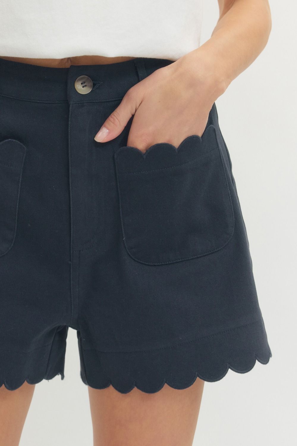 Navy Scalloped Shorts