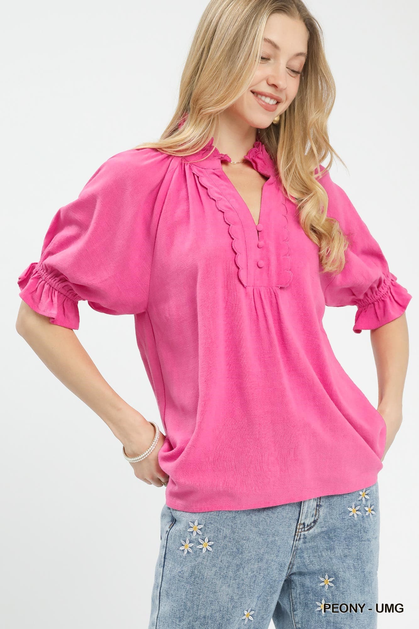 Hot Pink Scalloped Top