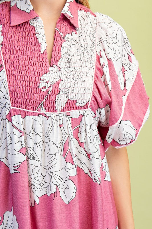 Mauve Floral Midi Dress