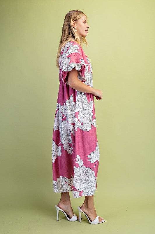 Mauve Floral Midi Dress
