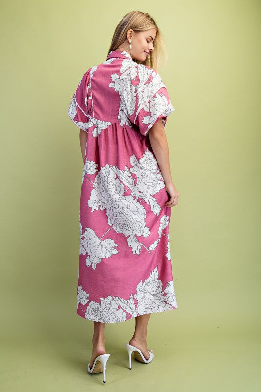 Mauve Floral Midi Dress