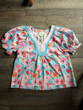 Aqua & Pink Top