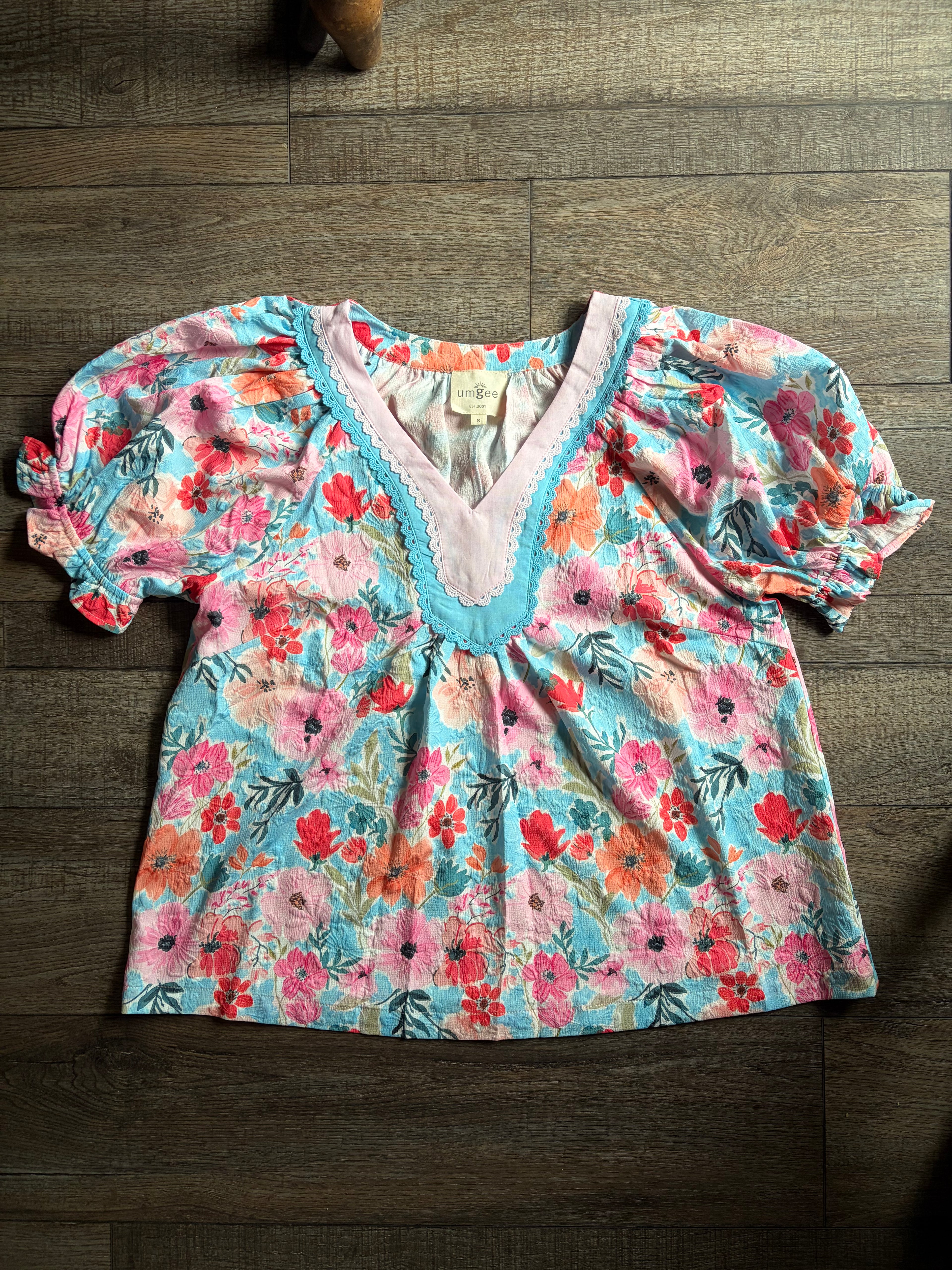 Aqua & Pink Top